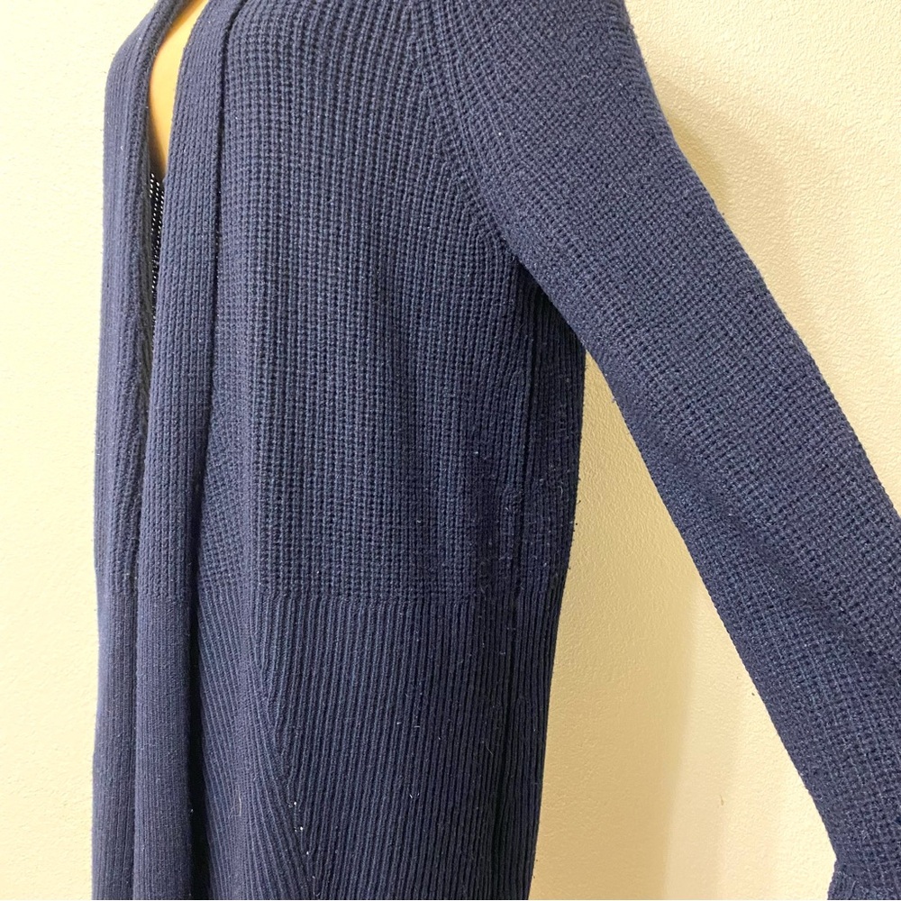 Vince Ribbed Wool Cashmere Open-Front Navy Cardigan Sweater - Picture 6 of 12